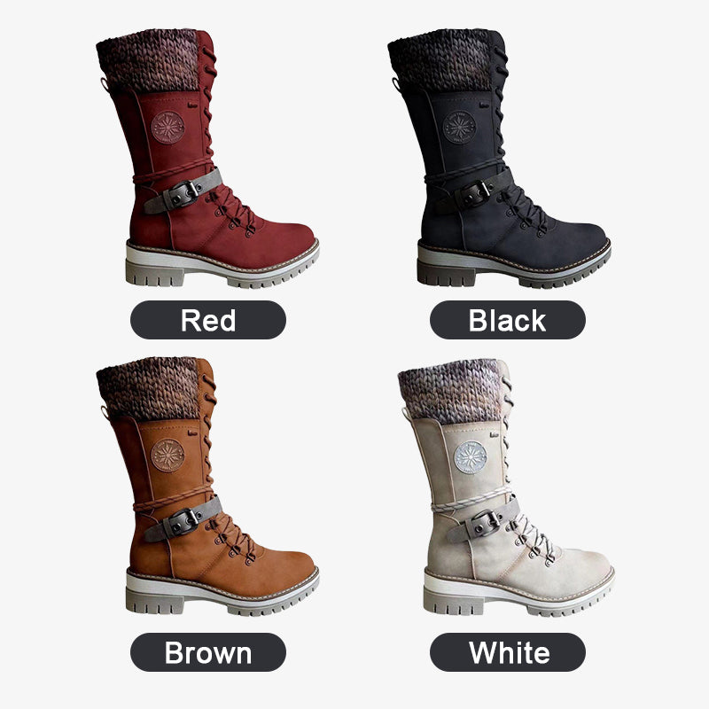 🎁Limited Deal: Stiefelette mit Keilabsatz & Strick-Detail