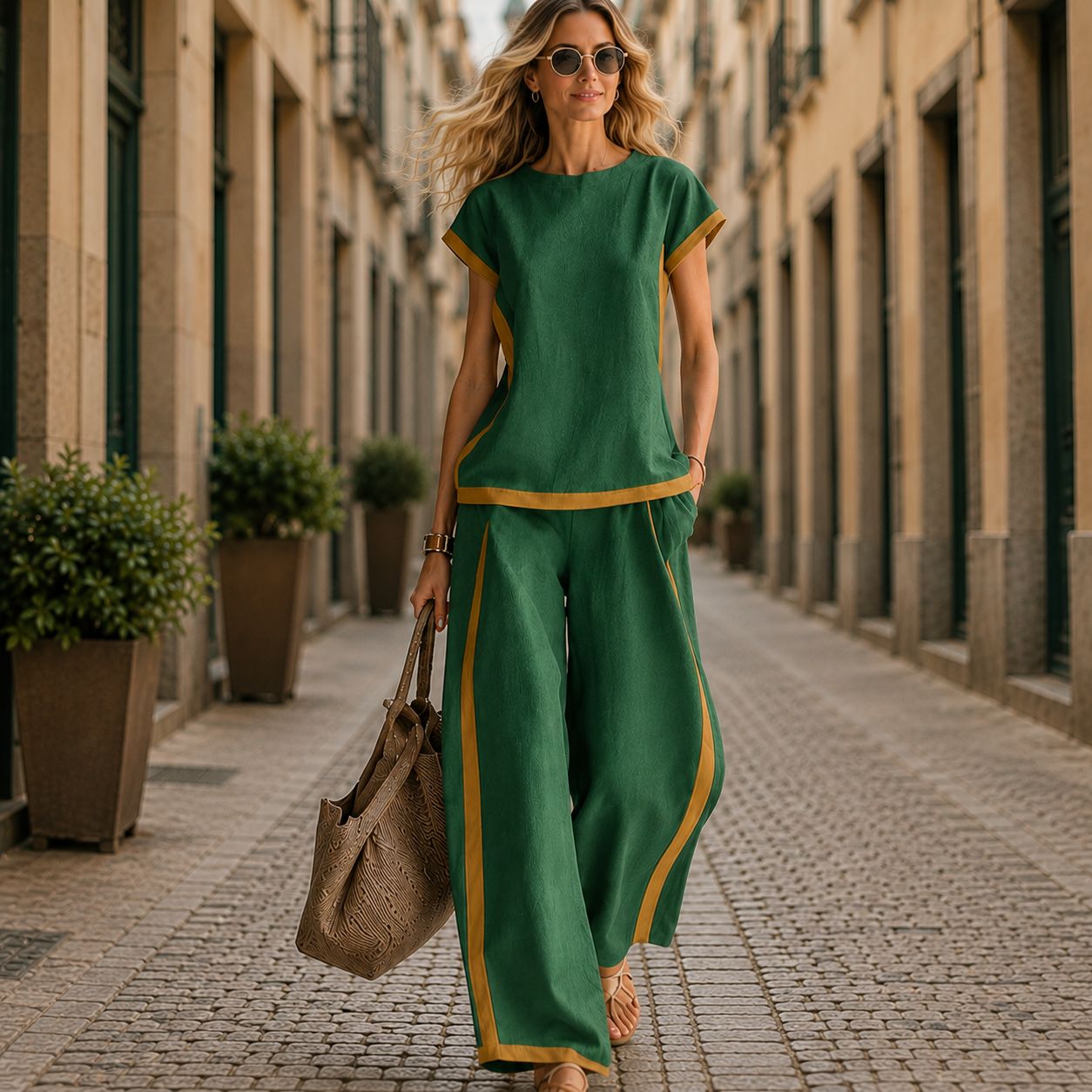 Lissara™-Set mit Minimalistischer Bluse und Einer Hose mit Figurbetonenden Schnitten