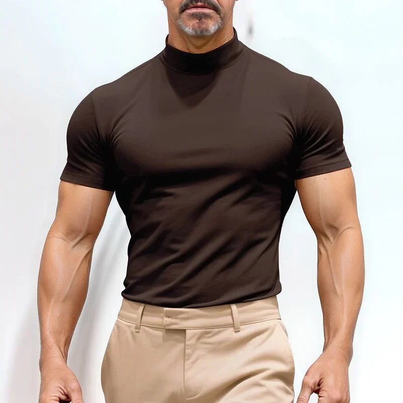 St. Moritz™ T-Shirt mit hohem Kragen und klarem Design / Raffinierter Minimalismus für Herren mit Ausstrahlung!