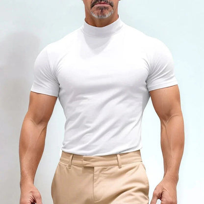 St. Moritz™ T-Shirt mit hohem Kragen und klarem Design / Raffinierter Minimalismus für Herren mit Ausstrahlung!