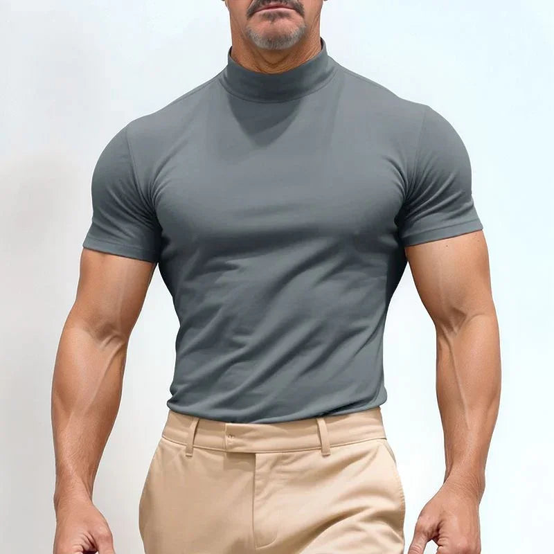 St. Moritz™ T-Shirt mit hohem Kragen und klarem Design / Raffinierter Minimalismus für Herren mit Ausstrahlung!