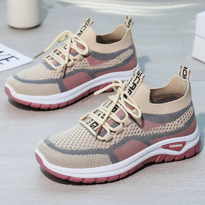 👟 Damen Laufschuhe mit Schnürung – Atmungsaktives Mesh – Gepolsterte Sohle – Rutschfest & Leicht – Für Sport & Freizeit