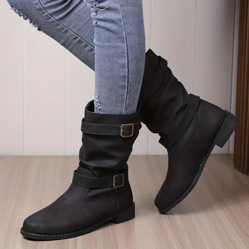 ✨Herbst-Neuheiten: Damen Stiefeletten mit niedrigem Absatz und Schnalle