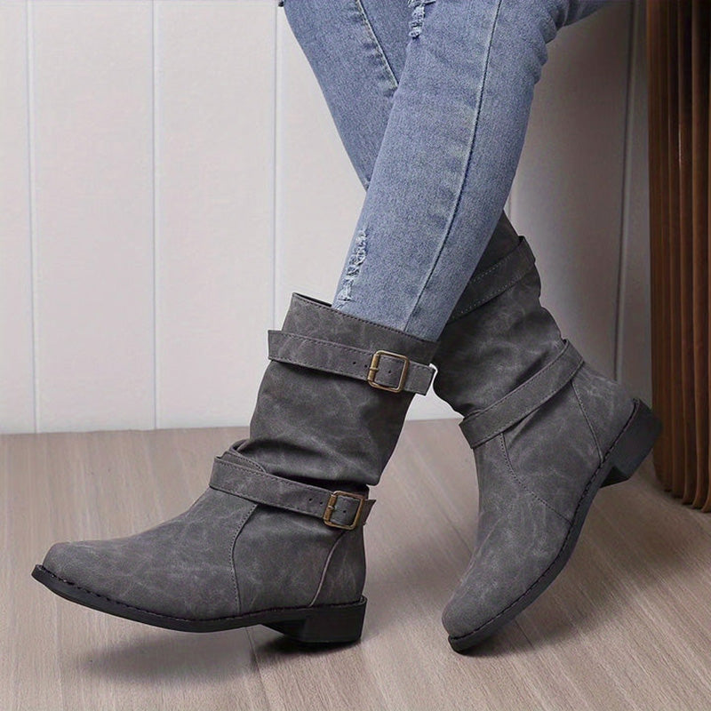 ✨Herbst-Neuheiten: Damen Stiefeletten mit niedrigem Absatz und Schnalle