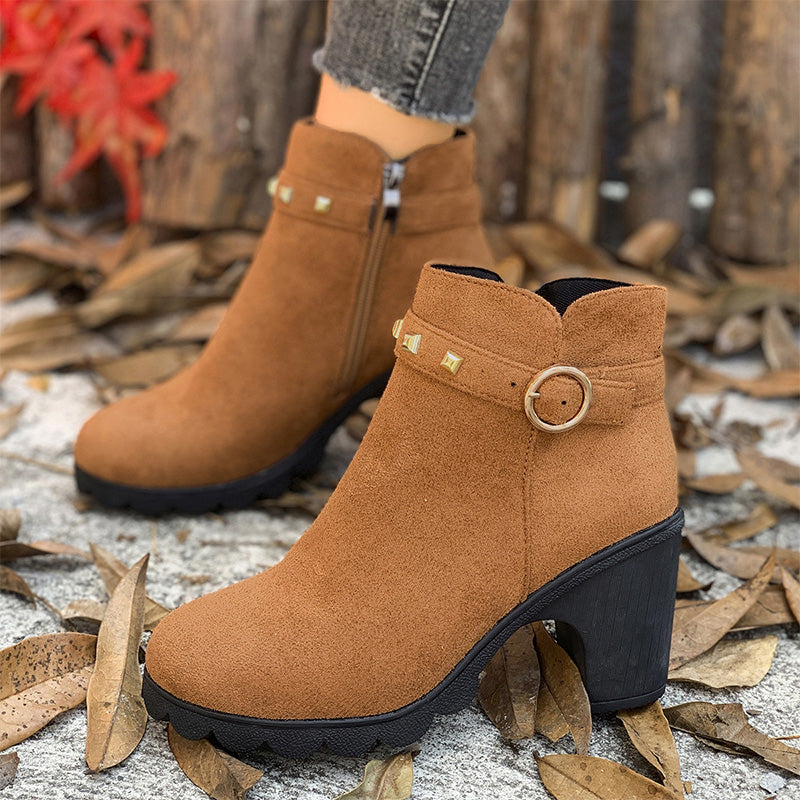 Damenmode Stiefeletten mit klobigem Absatz