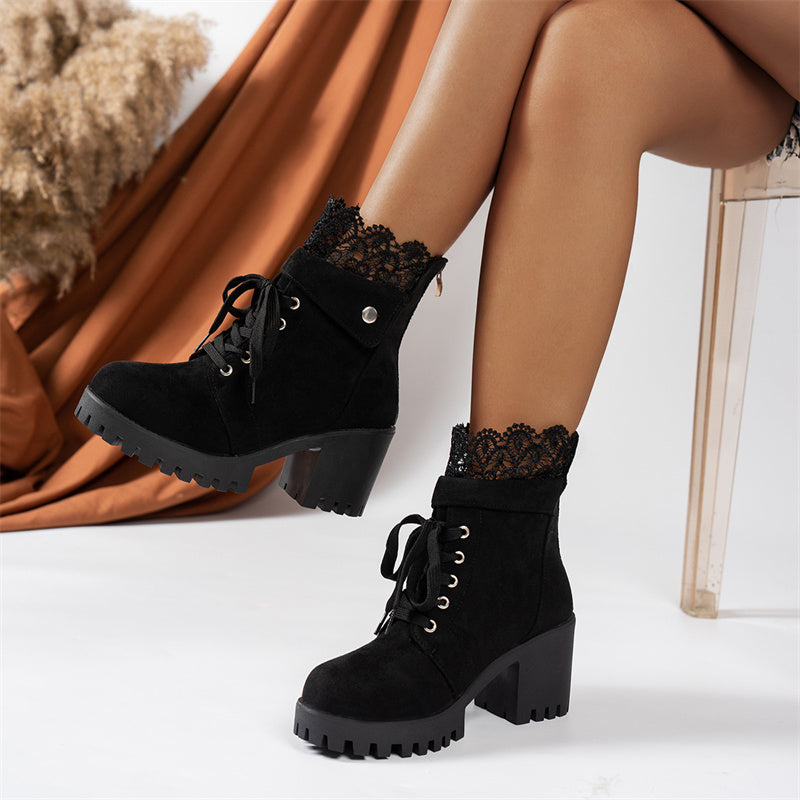 🔥Black-Friday-Mega-Angebot – 50 % Rabatt!🔥Damen-Stiefeletten mit dickem Absatz und Spitze
