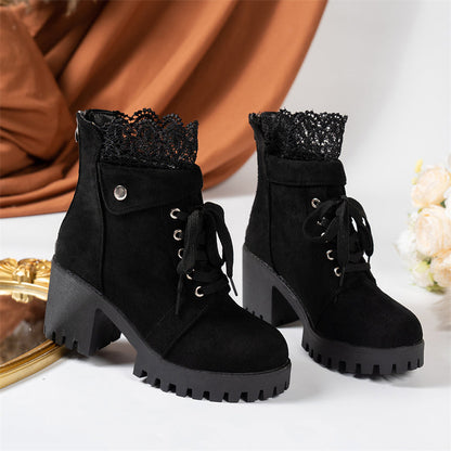 🔥Black-Friday-Mega-Angebot – 50 % Rabatt!🔥Damen-Stiefeletten mit dickem Absatz und Spitze